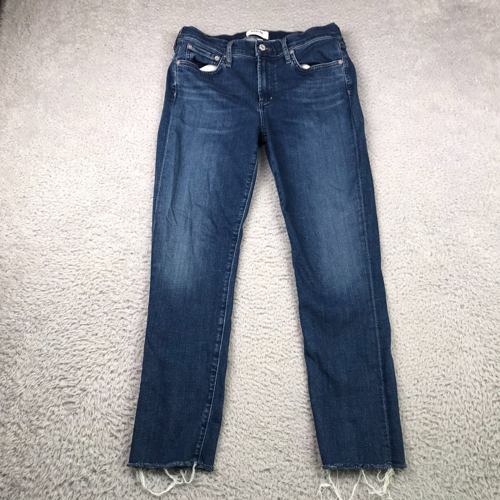 AGOLDE Sophie Jeans Womens 29 (30x26) Fray Hem Mid Rise Skinny‎ Crop Stretch